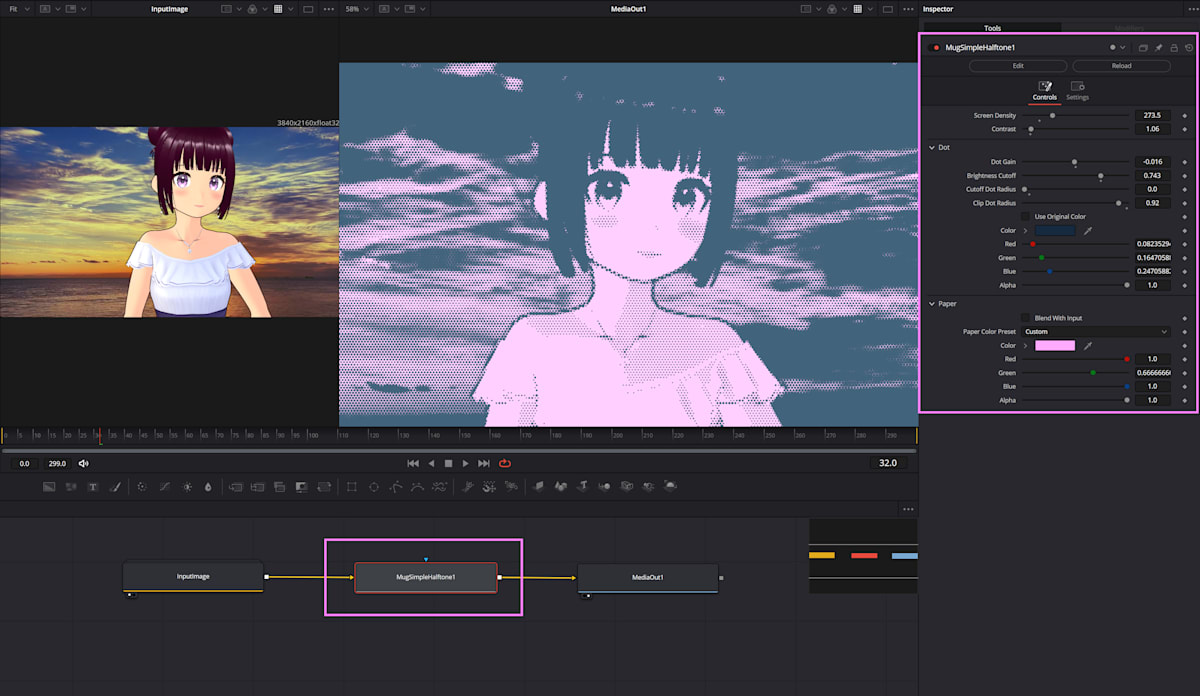 MugSimpleHalftone settings