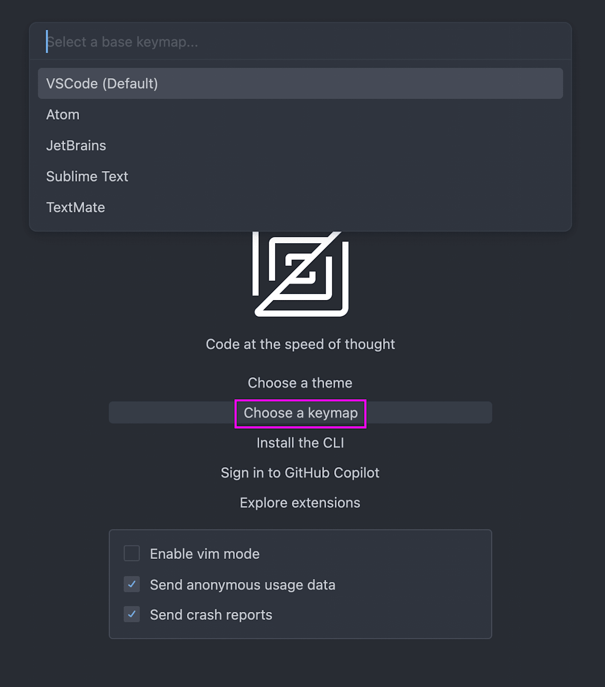 select keymap profile