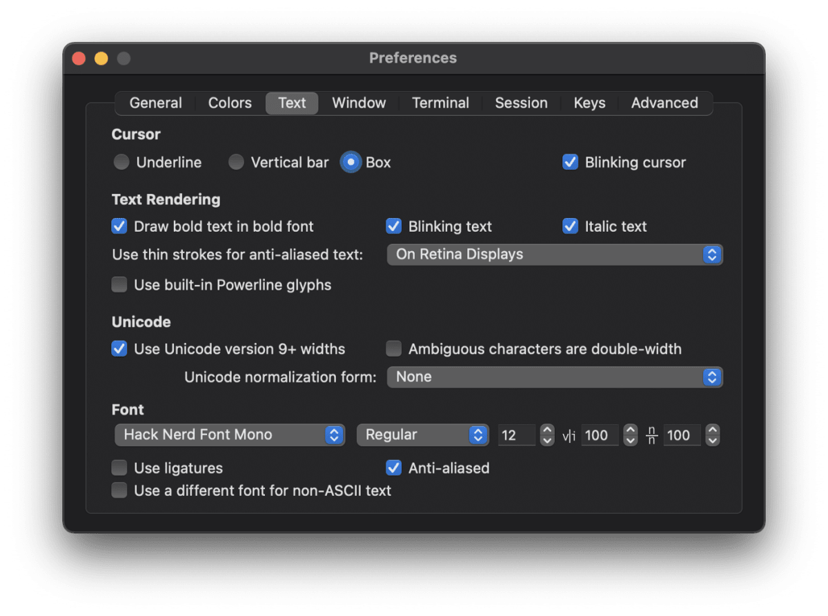 iTerm Preferences