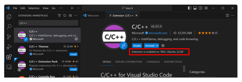 installed c/c++