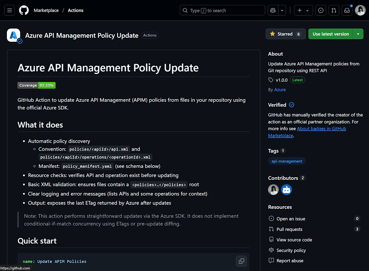 Azure APIM + GitHub Actions のイメージ