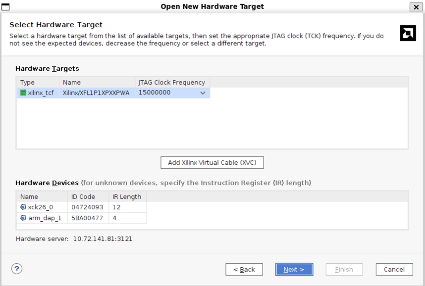 Open New Hardware Target