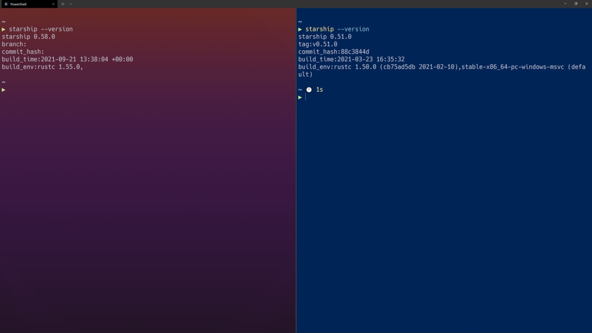 WSL2とPowerShellの比較画像