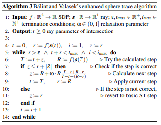 Accelerating Sphere Tracingの疑似コード