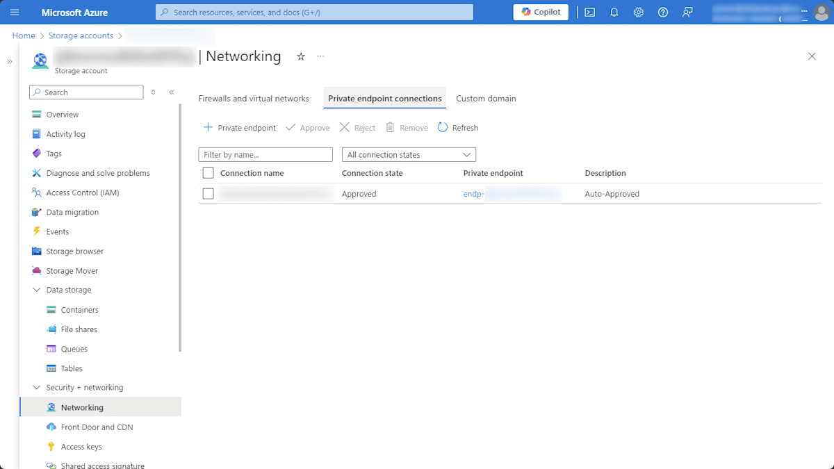 Storage Account - Azure Private Endpoint created