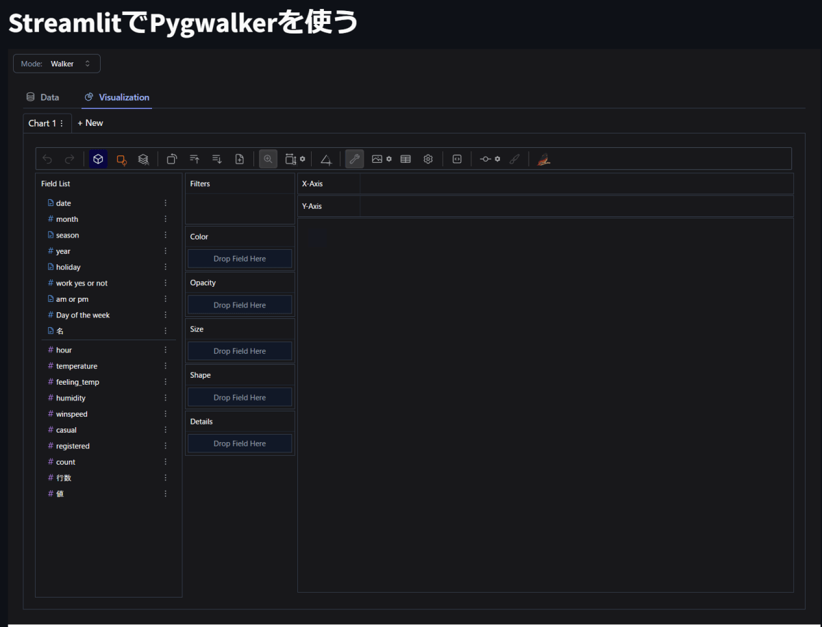 PyGWalkerの画面