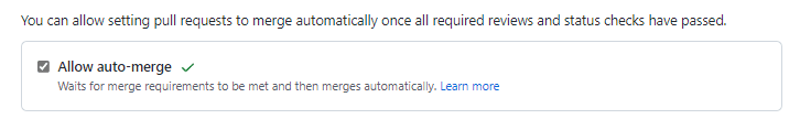 GitHub リポジトリ設定の Allow auto-merge 設定の項目