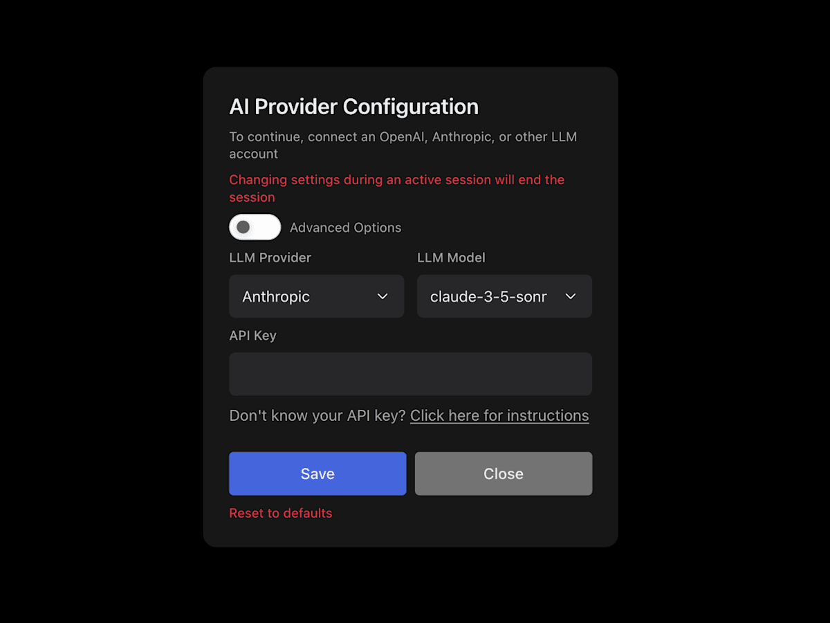 OpenHands の AI プロバイダー設定画面