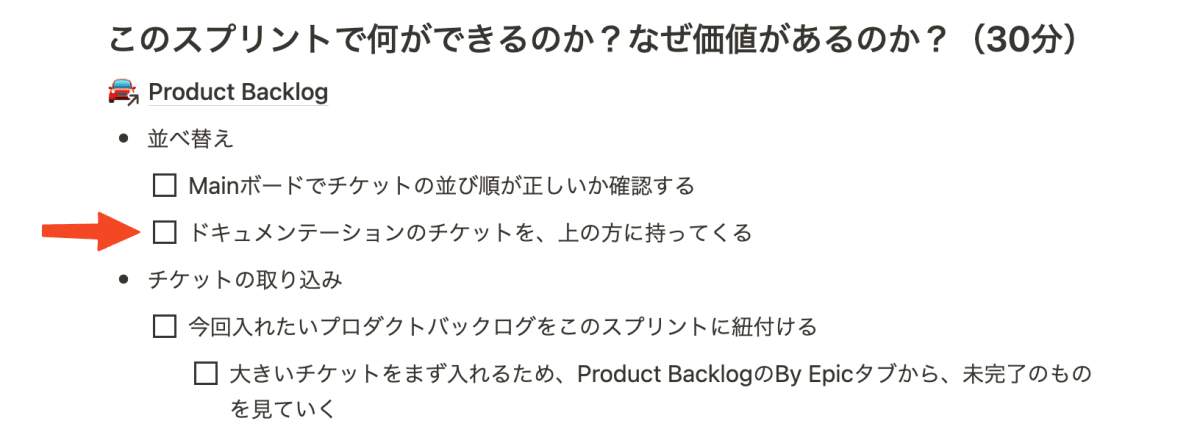 プランニングのテンプレート(抜粋)