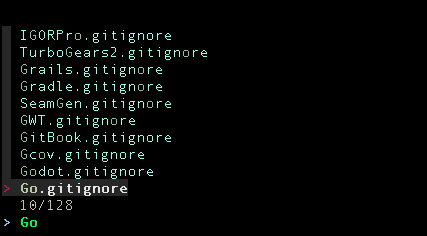 fzf GitHub gitignore