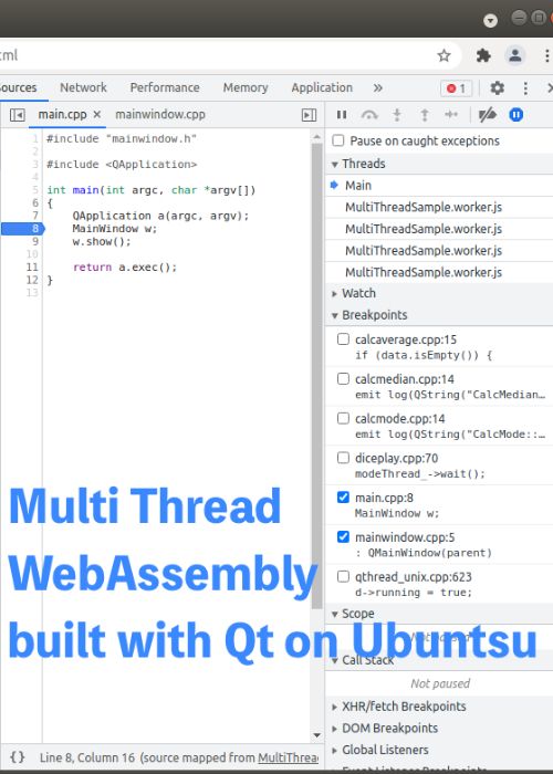 QtでマルチスレッドWebAssembly