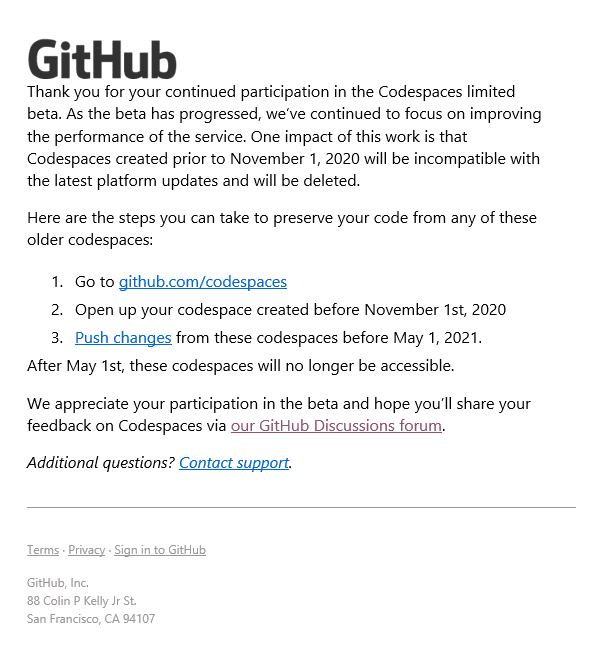 GitHub からのお知らせ
