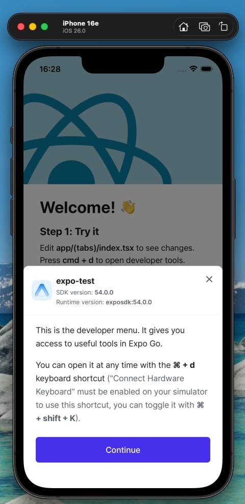 iOSシミュレーターでの起動画面