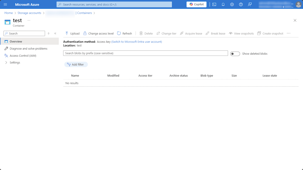 Storage Account - list blobs in container