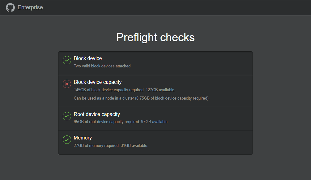 Block device capacity is not satisfied in Preflight checks