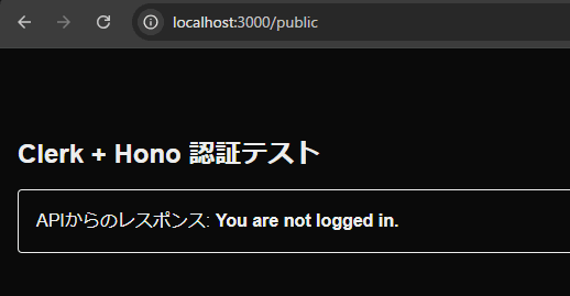 You are not logged in.と表示される