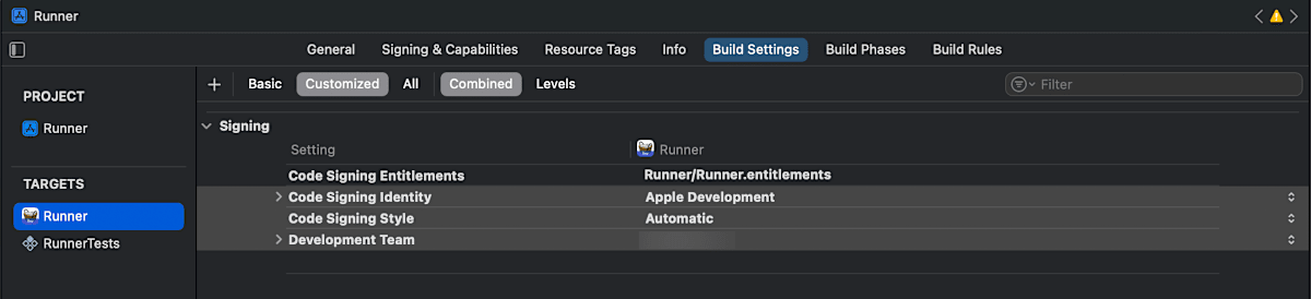 Automatic Signingが有効