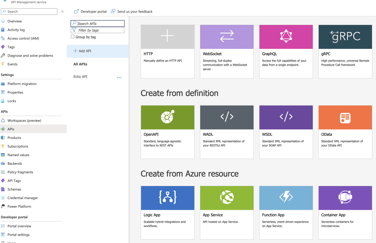 API Management Container Import