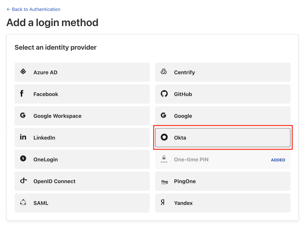 Cloudflare - Add a login method