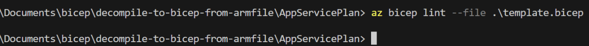 bicep lint appservicePlan