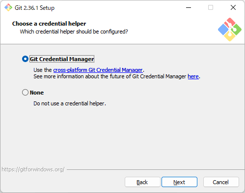 Git for Windows インストール時にを選ぶ画面