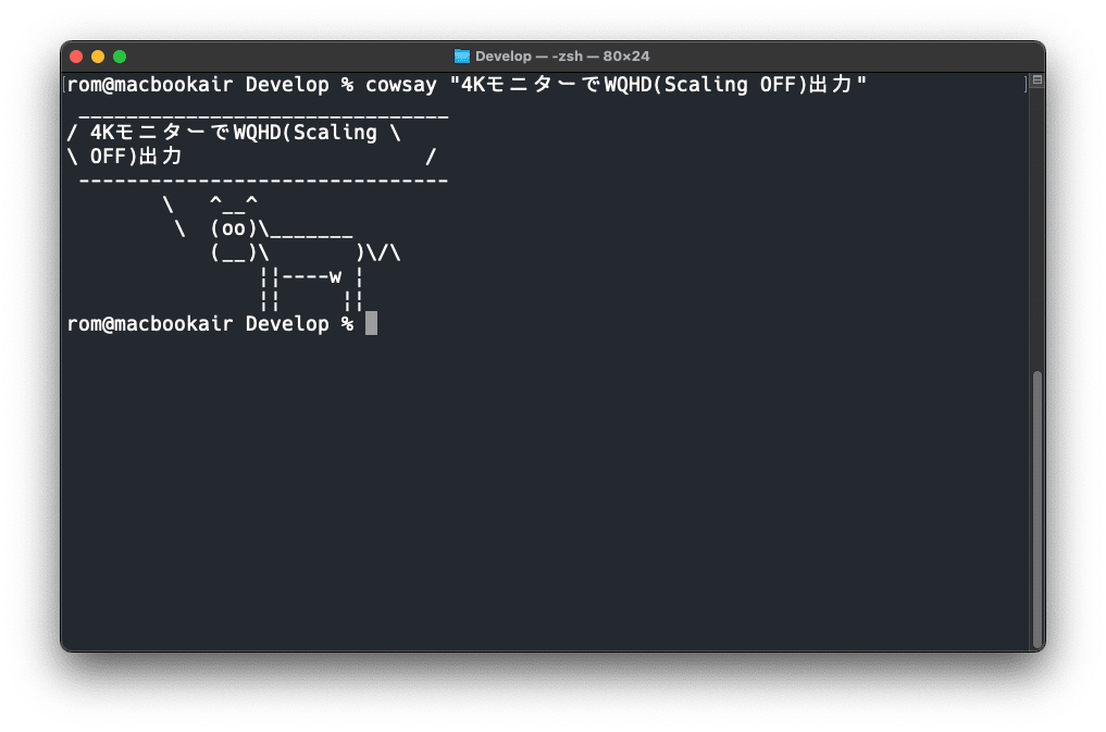 スケーリング未使用WQHD表示