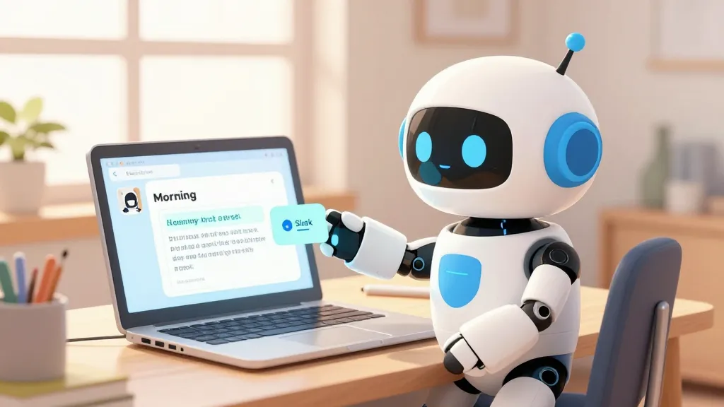 AI秘書がSlackで朝の挨拶を送っているイメージ