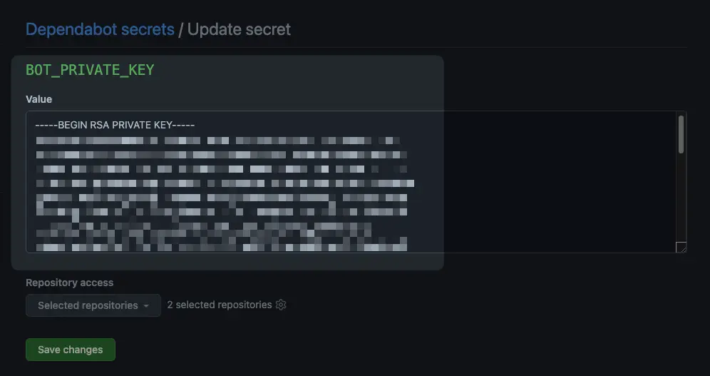 Dependabot secrets