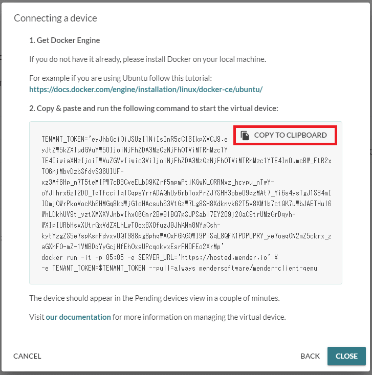 COPY TO CLIPBOARD を実行