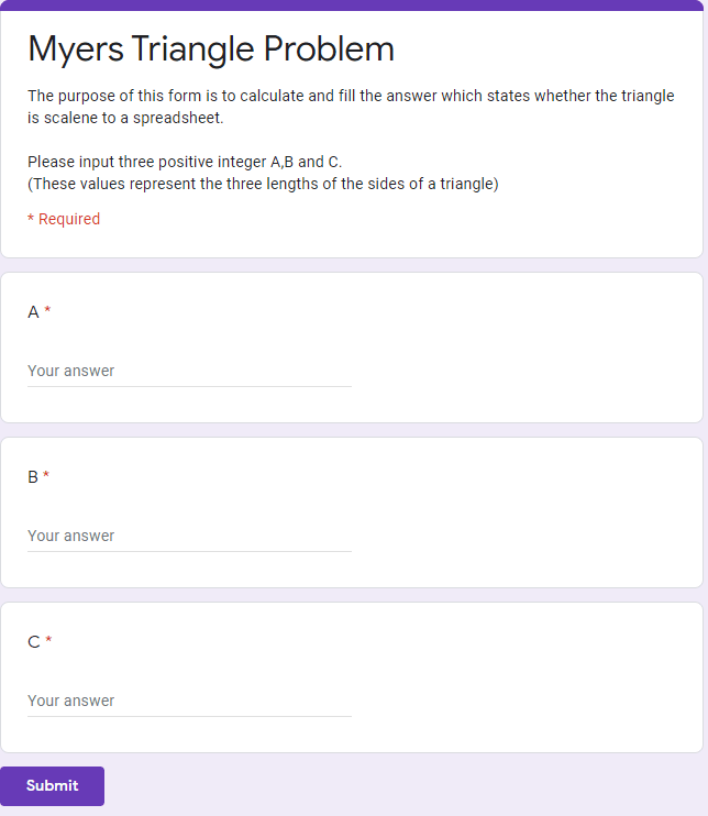 マイヤーズの三角形の問題のテスト対象を Google Formsで作る