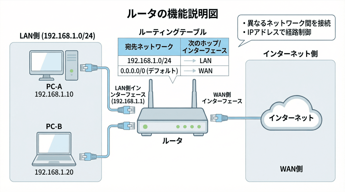 ルータとハブの役割について
