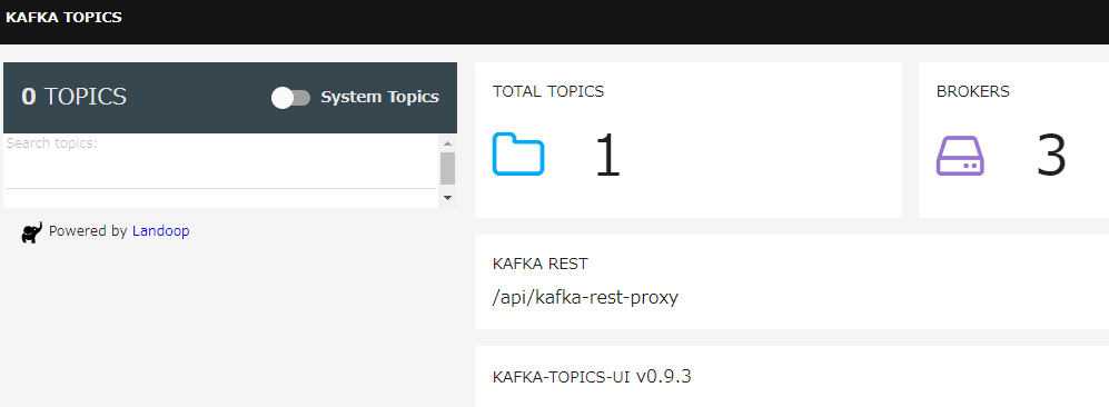 Kafka Topics UIのトップ画面