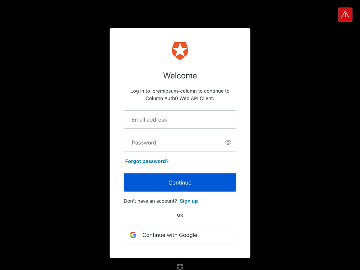 ログインボタンをクリックした直後の様子です。Auth0のログインページが表示されています。