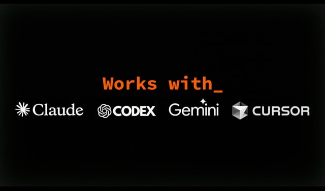Works with integration logos: Claude, Codex, Gemini, and Cursor