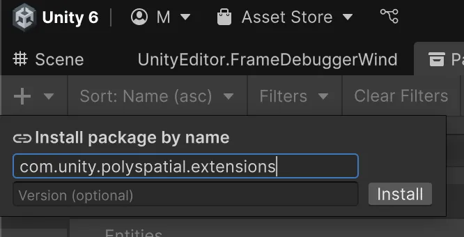 PolySpatial Extensionのインポート
