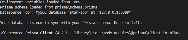 Prismaでデータベース作成完了の通知