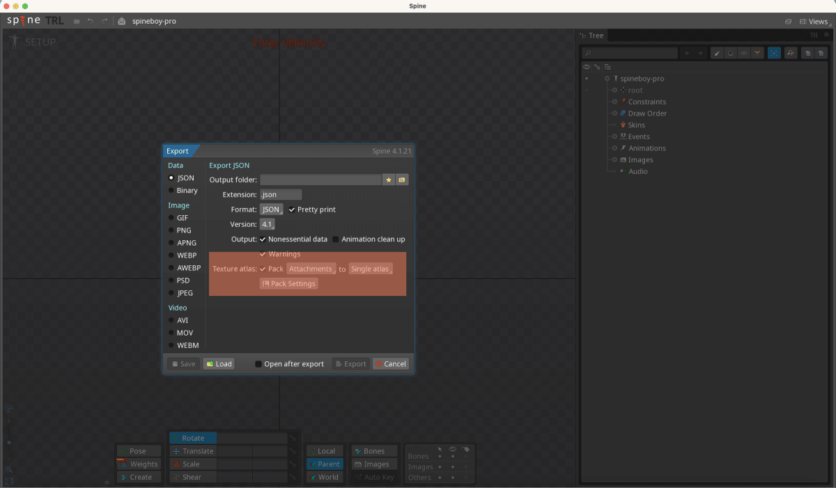 Export Settings