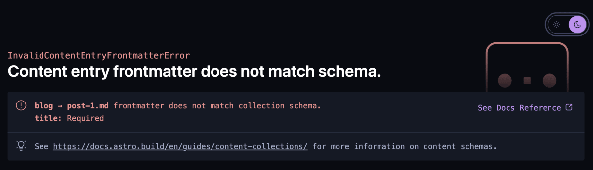 InvalidContentEntryFrontmatterError