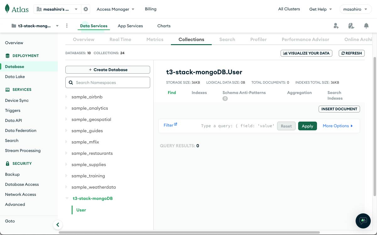 MongoDBダッシュボード