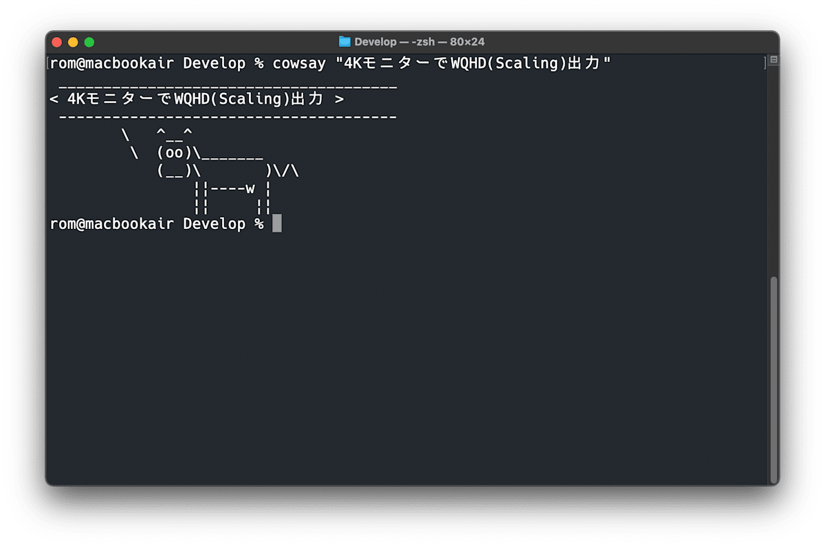 スケーリング使用WQHD表示