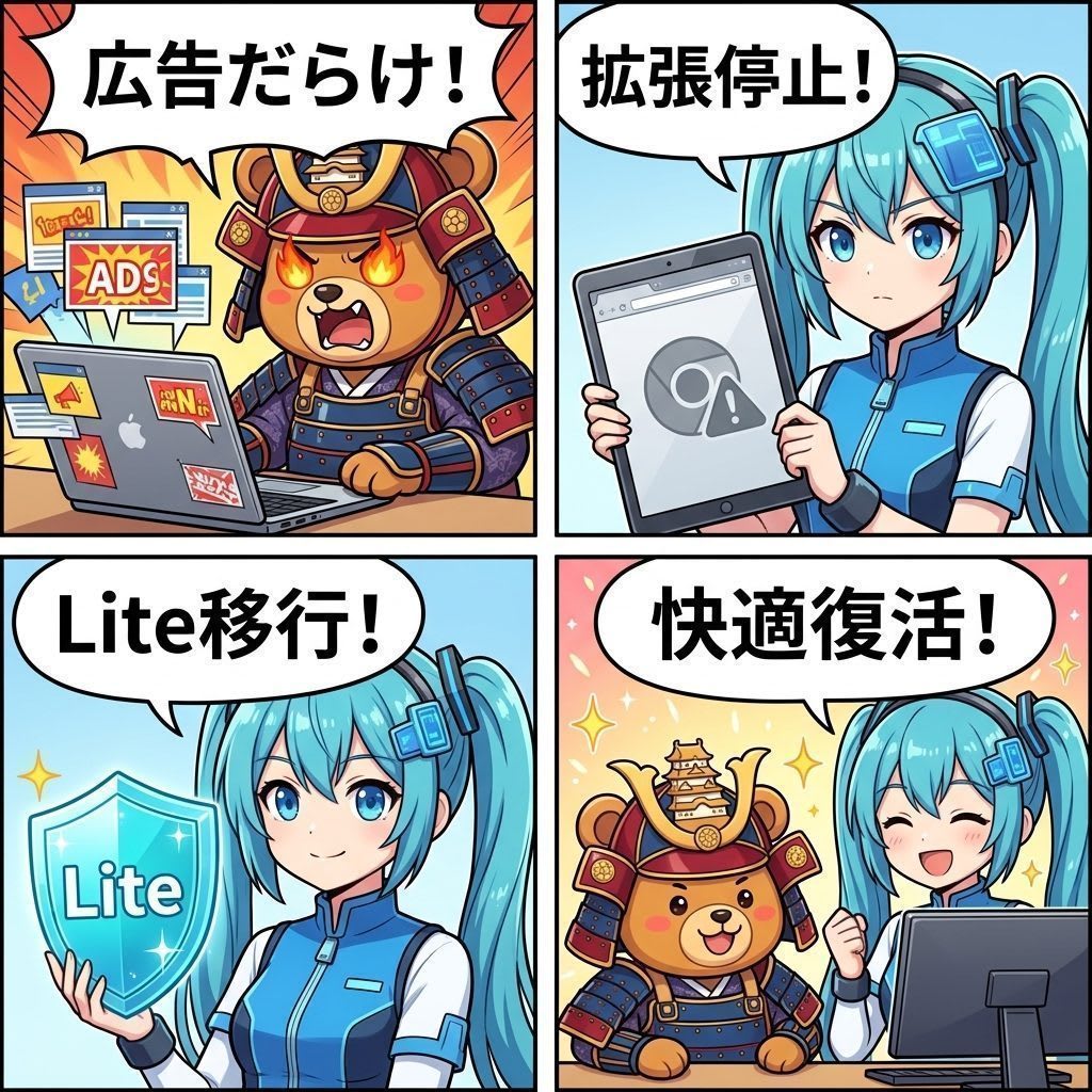 【uBlock消滅】Chrome拡張機能が無効化!Lite移行と完全対策
