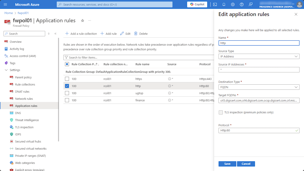 Azure Firewall - Application rules - MEPA http