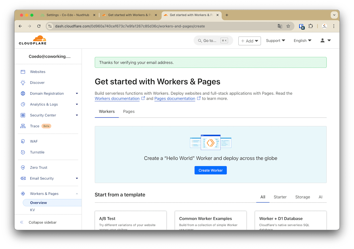 Cloudflare Pages ダッシュボード