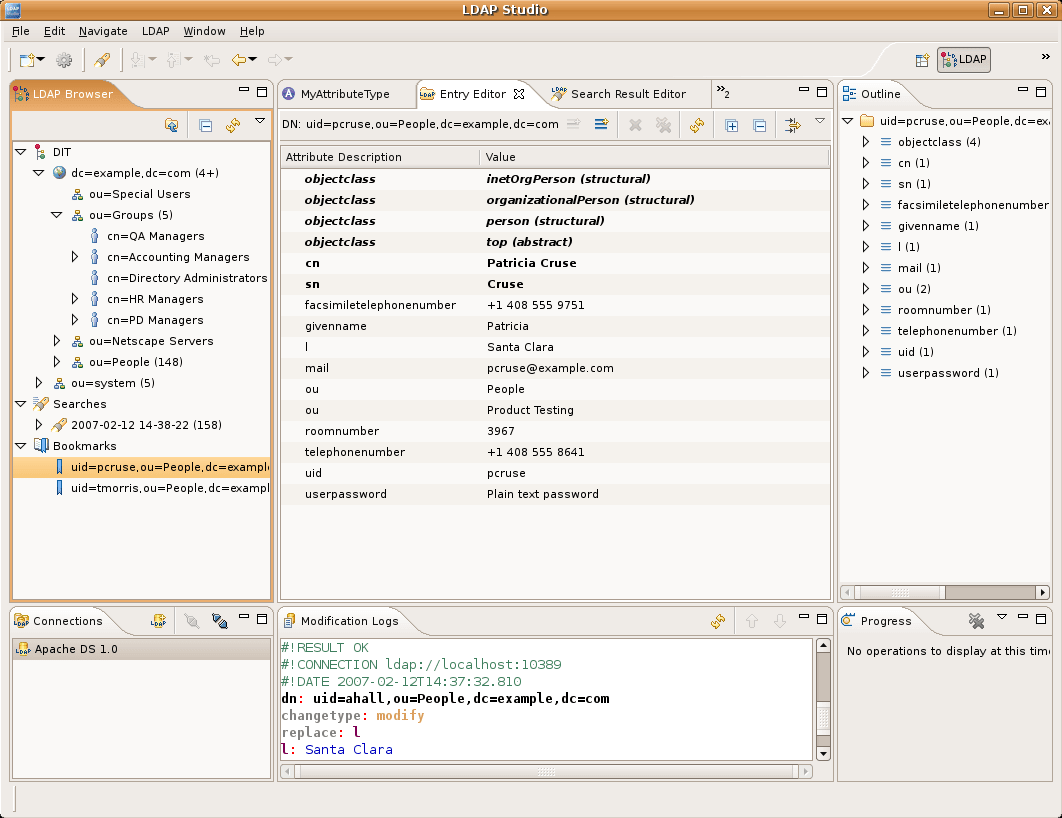 Apache Directory Studioの画面