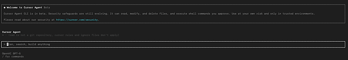 Cursor Agent 起動画面
