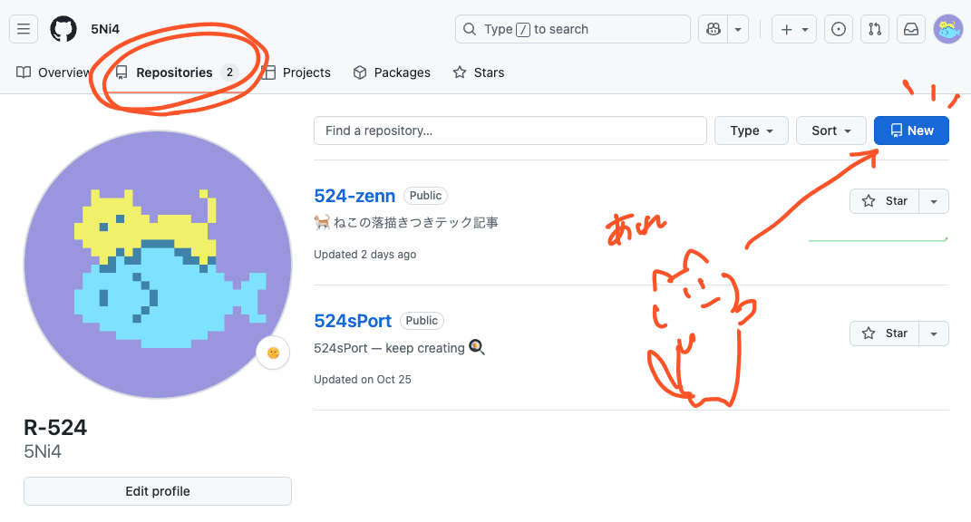 タブメニューからリポジトリを選択