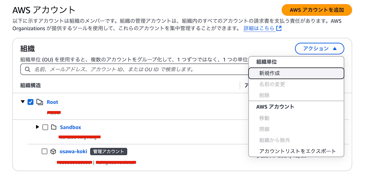AWS Organizations - OUの作成