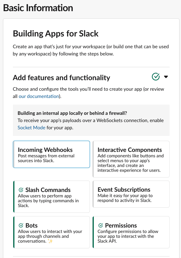 Slackアプリのスラッシュコマンド設定画面への導線を示した画像