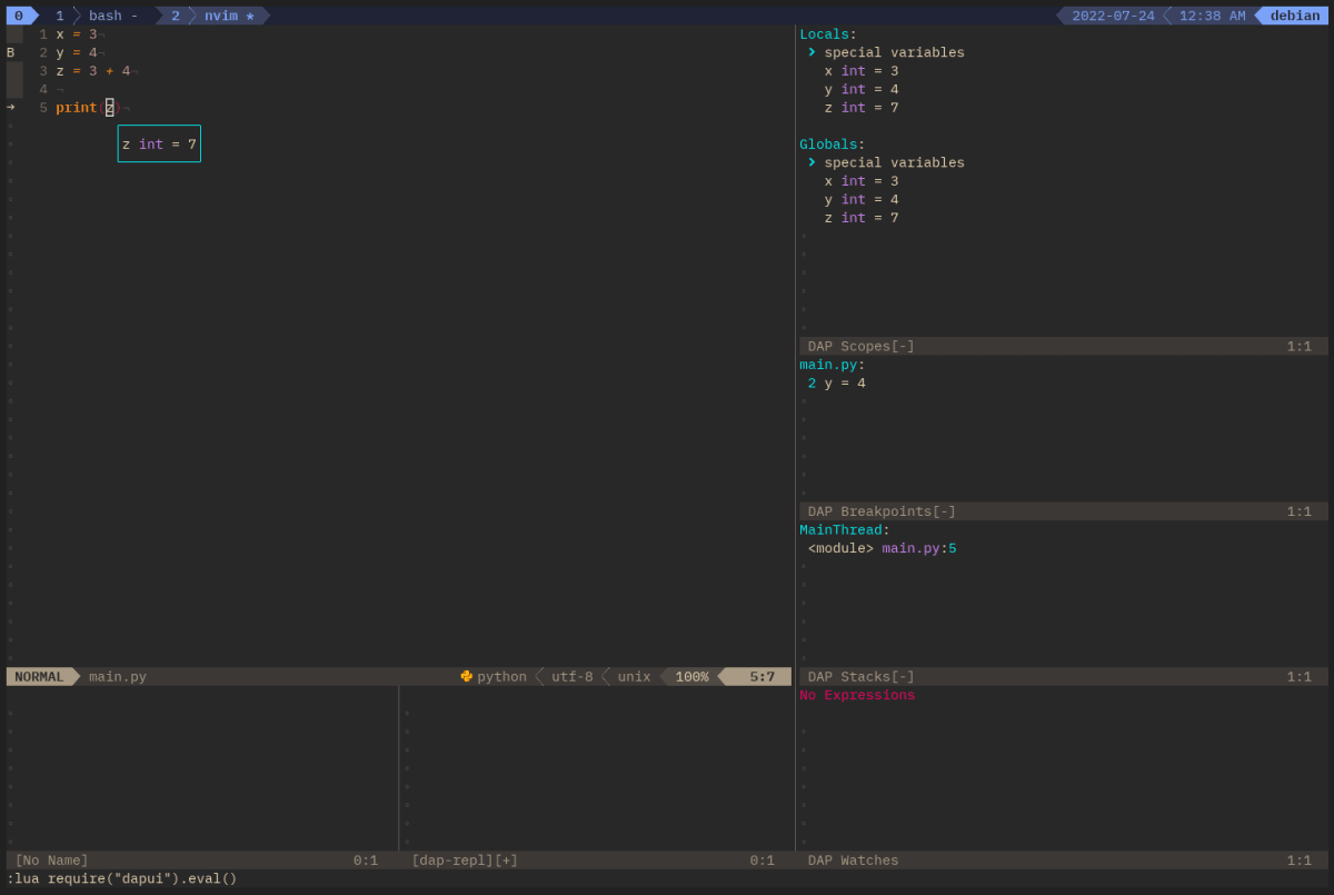 nvim-dap で neovim でも Python コードをデバッグしたい