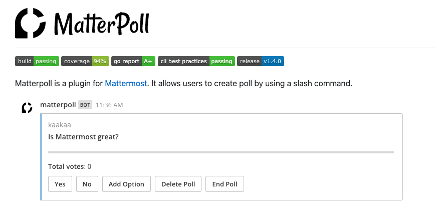 screenshot of MatterPoll